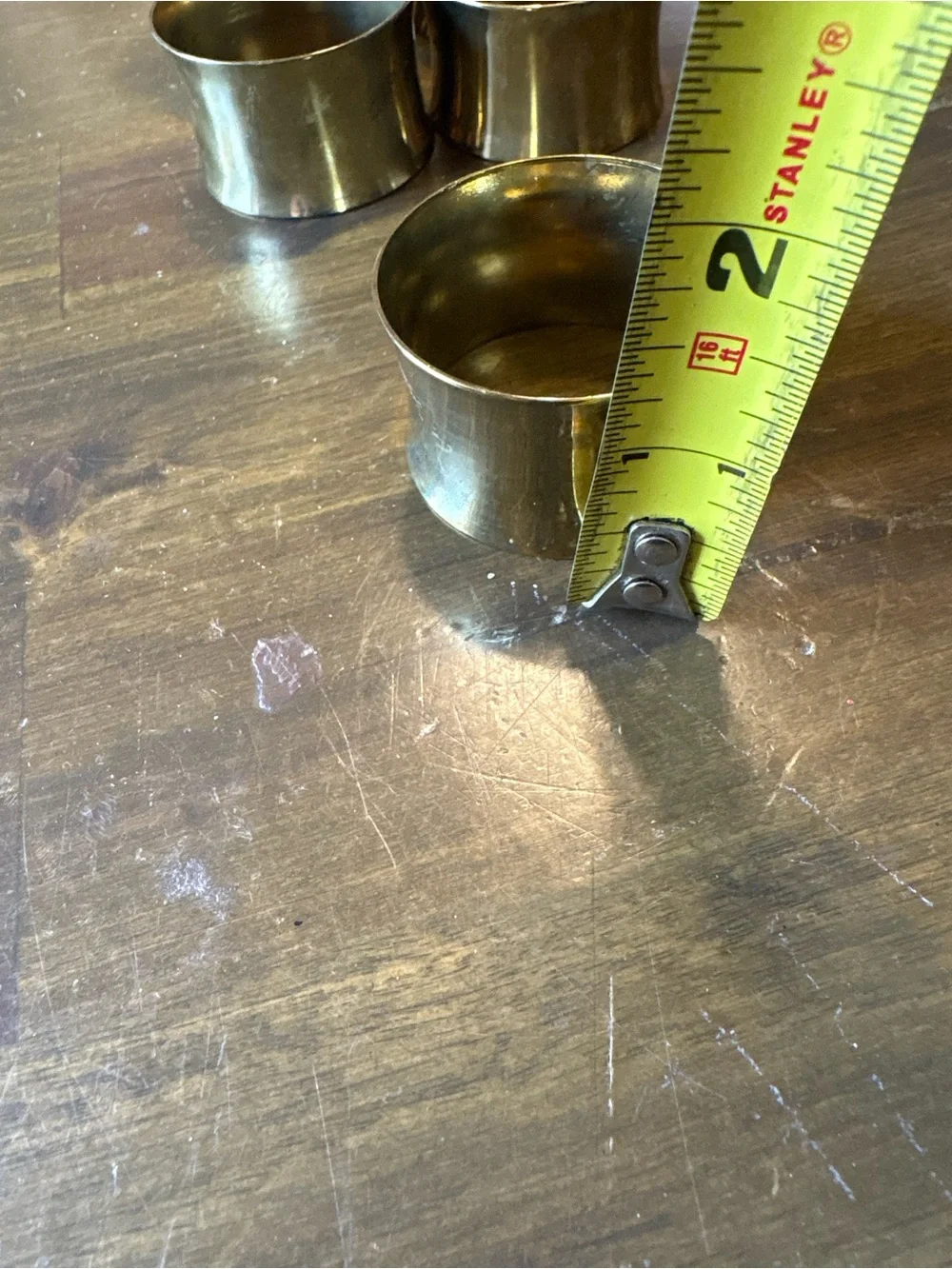 Vintage Mid Century Brass Napkin Rings Flared Concave Set 6 Cuff Smooth Dinning
